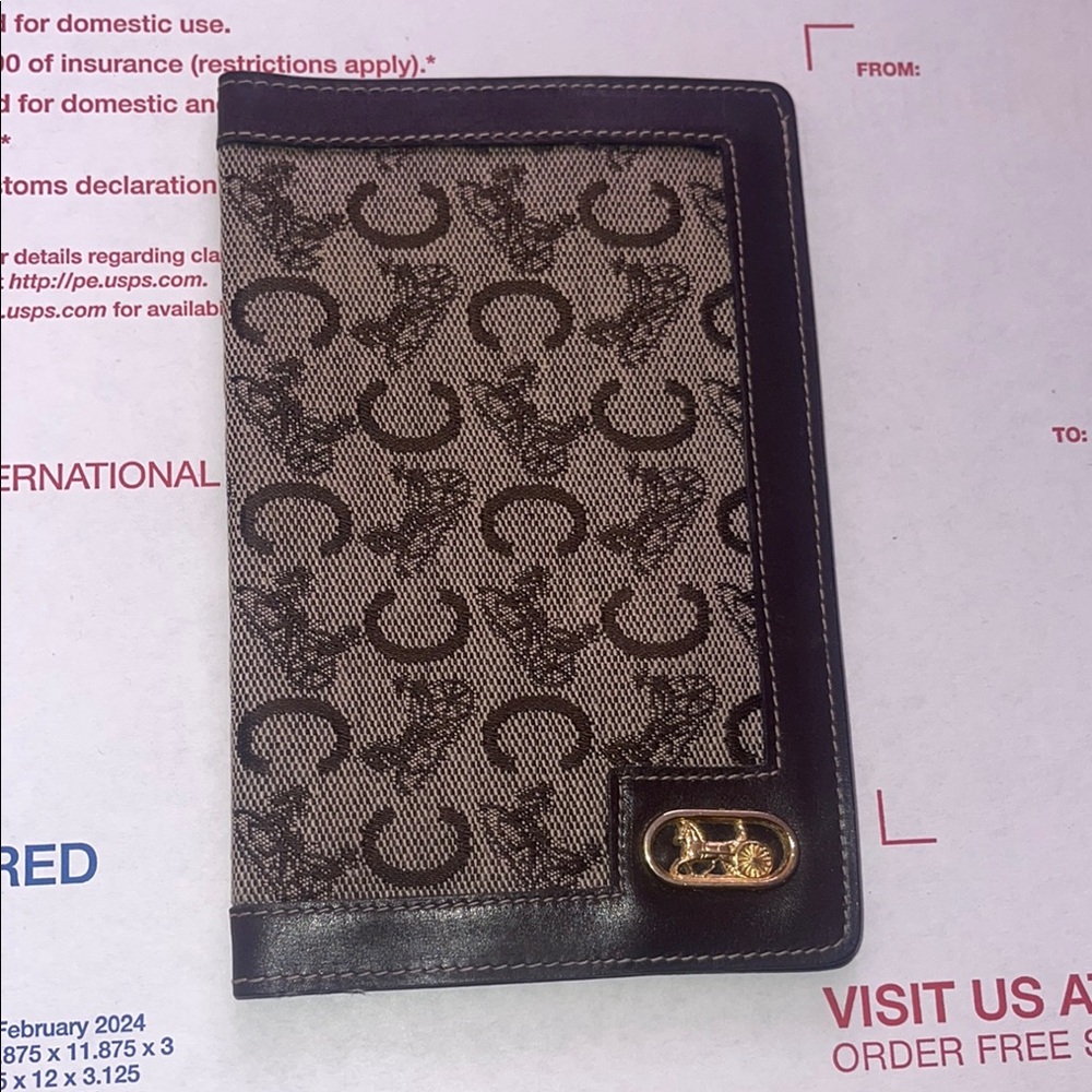 Celine Black and Beige Monogram Passport Holder